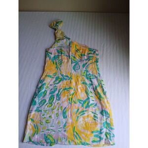 Lilly Pulitzer Dress 6 Chloe One Shoulder Bow Floral Silk Cotton Resort Cruise